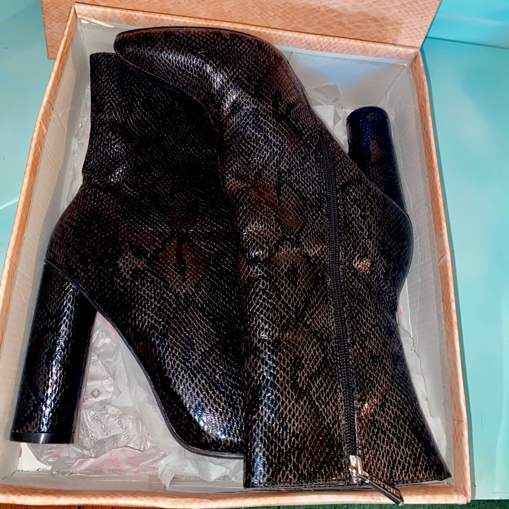 Cape Robbin Faux Snakeskin Boas Ankle Booties